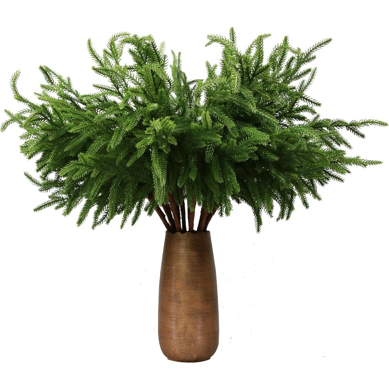 

12 Pcs Uv-resistant 18" Norfolk Pine Branches Artificial Christmas Plants Outdoor And Indoor Home Decor