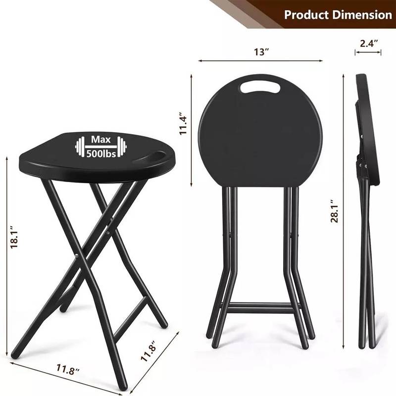Tabouret Pliant Portable Noir - Marche-pied Et Siège De Camping Léger - Pliable, Antidérapant, Compact