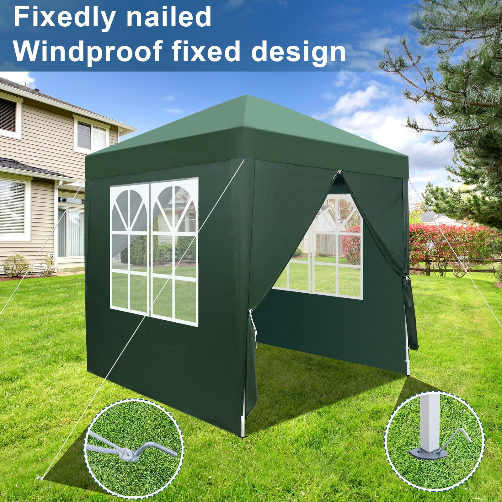 

6.5 X 6.5ft Up Gazebo Canopy Tent For Outdoor Waterproof Party Sidewalls Green/blue