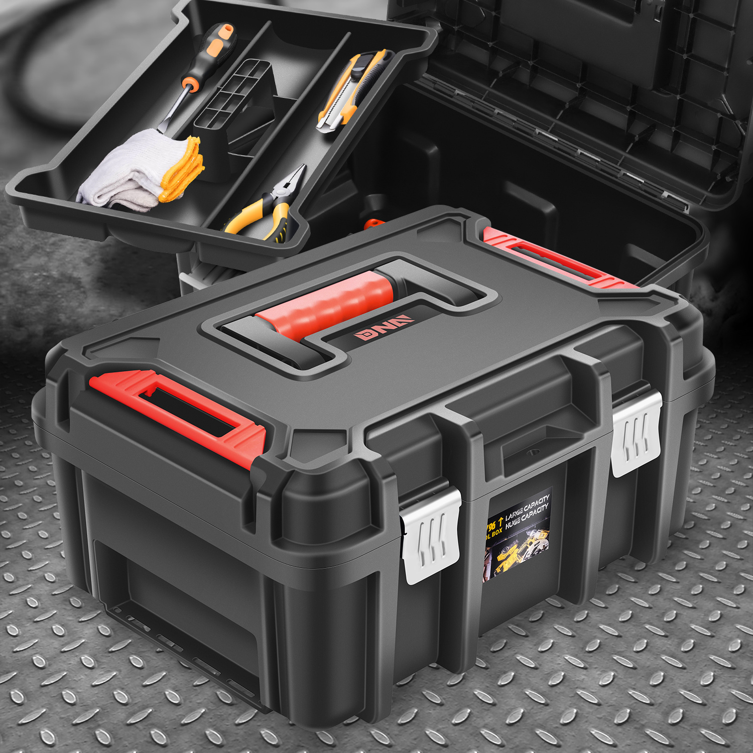 Workshop Garage Household Lockable Tool Box Organizer Storage W/ Removable Tray