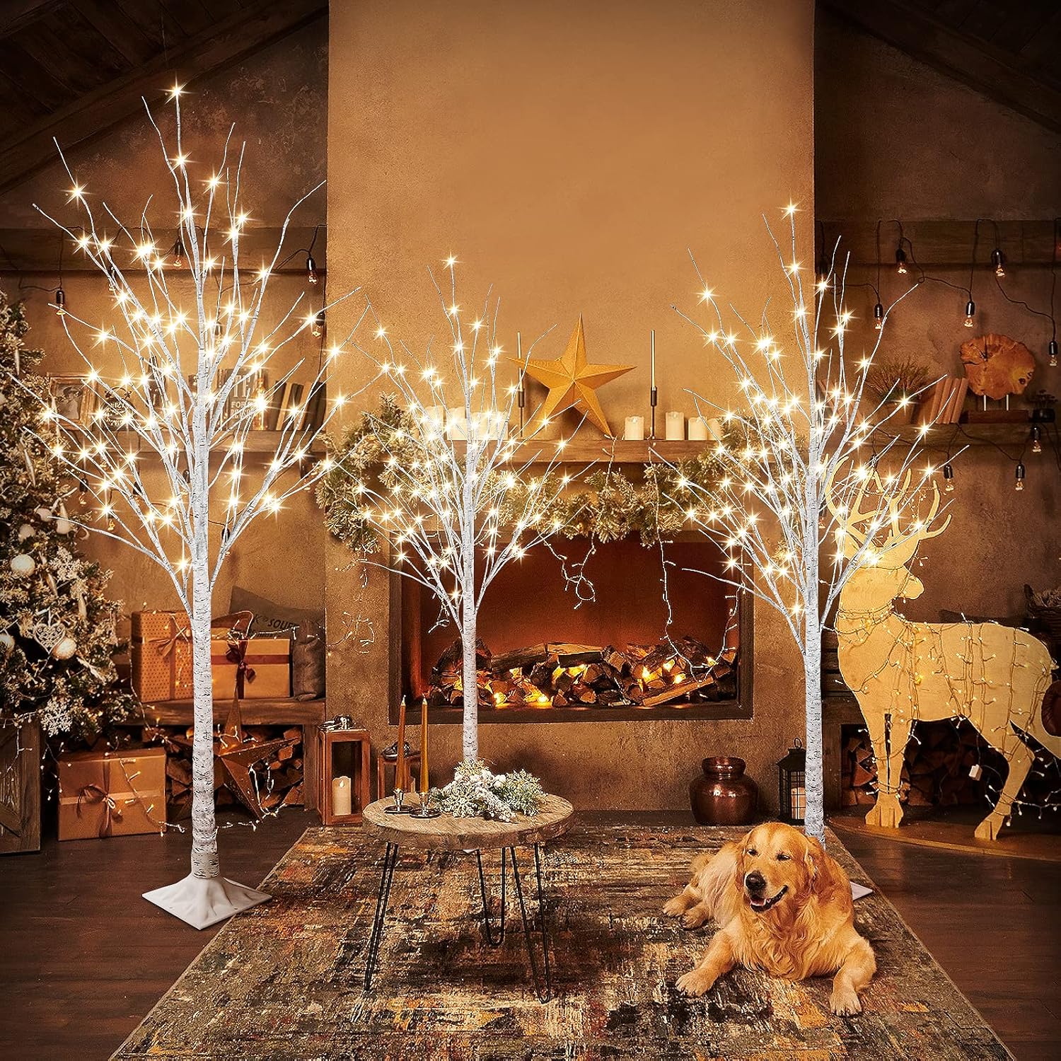 TEMU Lttromat Led Lighted Tree Lamp, 3 Pieces Fairy Lights, 4ft 5ft 6ft Lighted Trees For Indoor Outdoor Home Summer Wedding Party Garden Christmas Holiday Decorations, Warm White