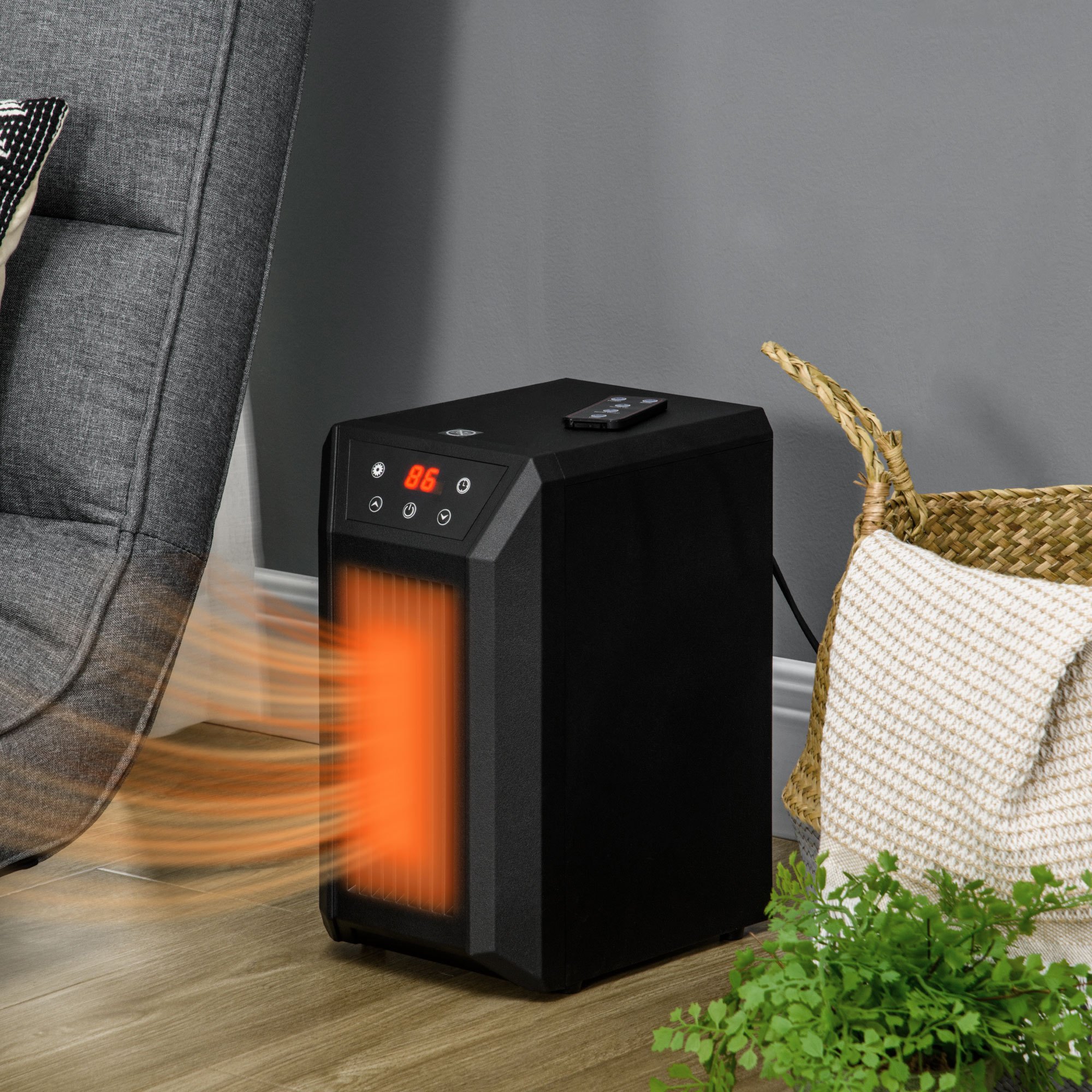 Electric for Indoor Use, 1500W Fast Heating Portable Electric Heater  with Infrared Quartz Heat Element, Thermostat, Remot