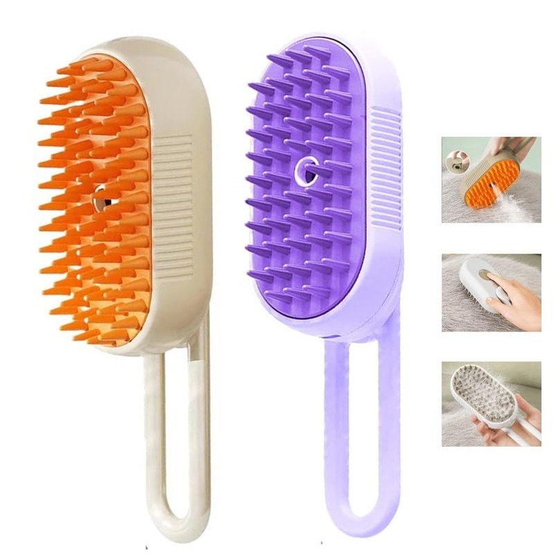 

2pack 3 In 1 Pet Steam Brush, Cat Brush, Celery Pets Steam Brush, Defur Comb For Cats, Defur Comb, Comb, 2024 Steamy Cat Brush ( Purple+white)