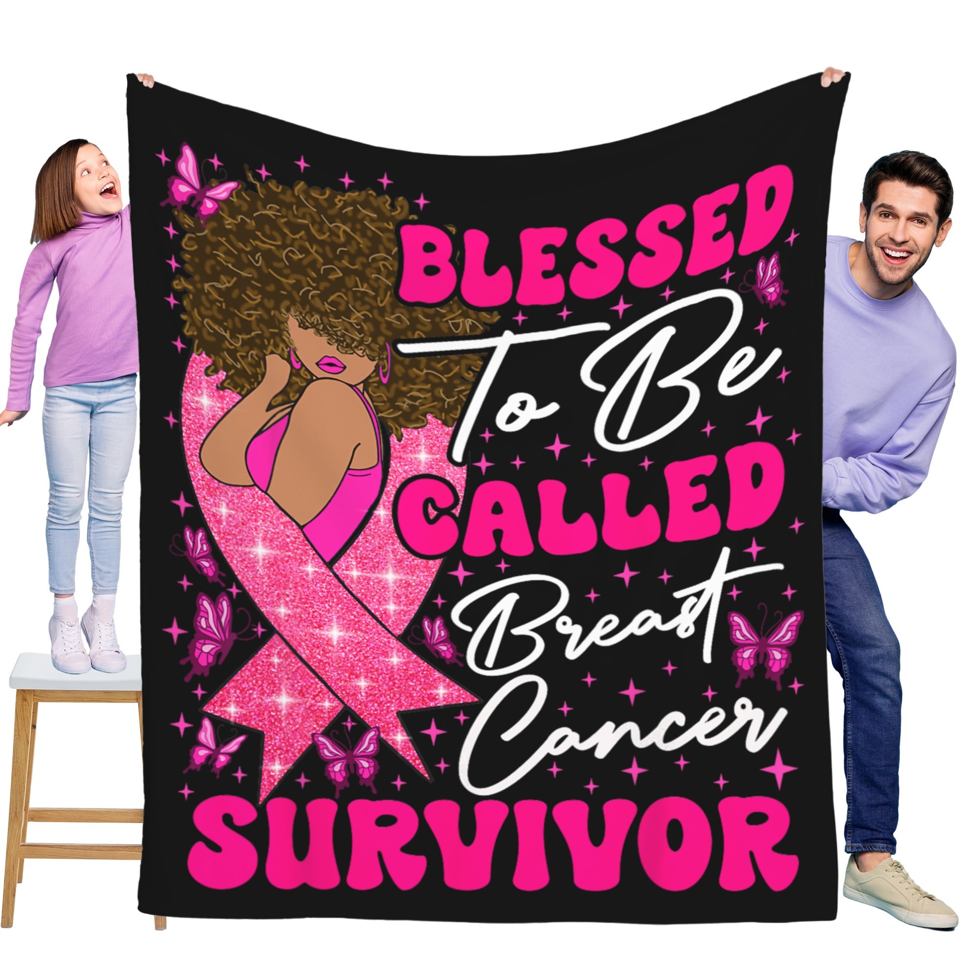 

1 Blanket, Lightweight, Diverse Theme Designs, Soft And Comfortable Blanket, Sofa/bed Decoration/outdoor, Perfect For Home, Office, Travel, Camping, A Warm Gift For Family And Friends Breast Cancer