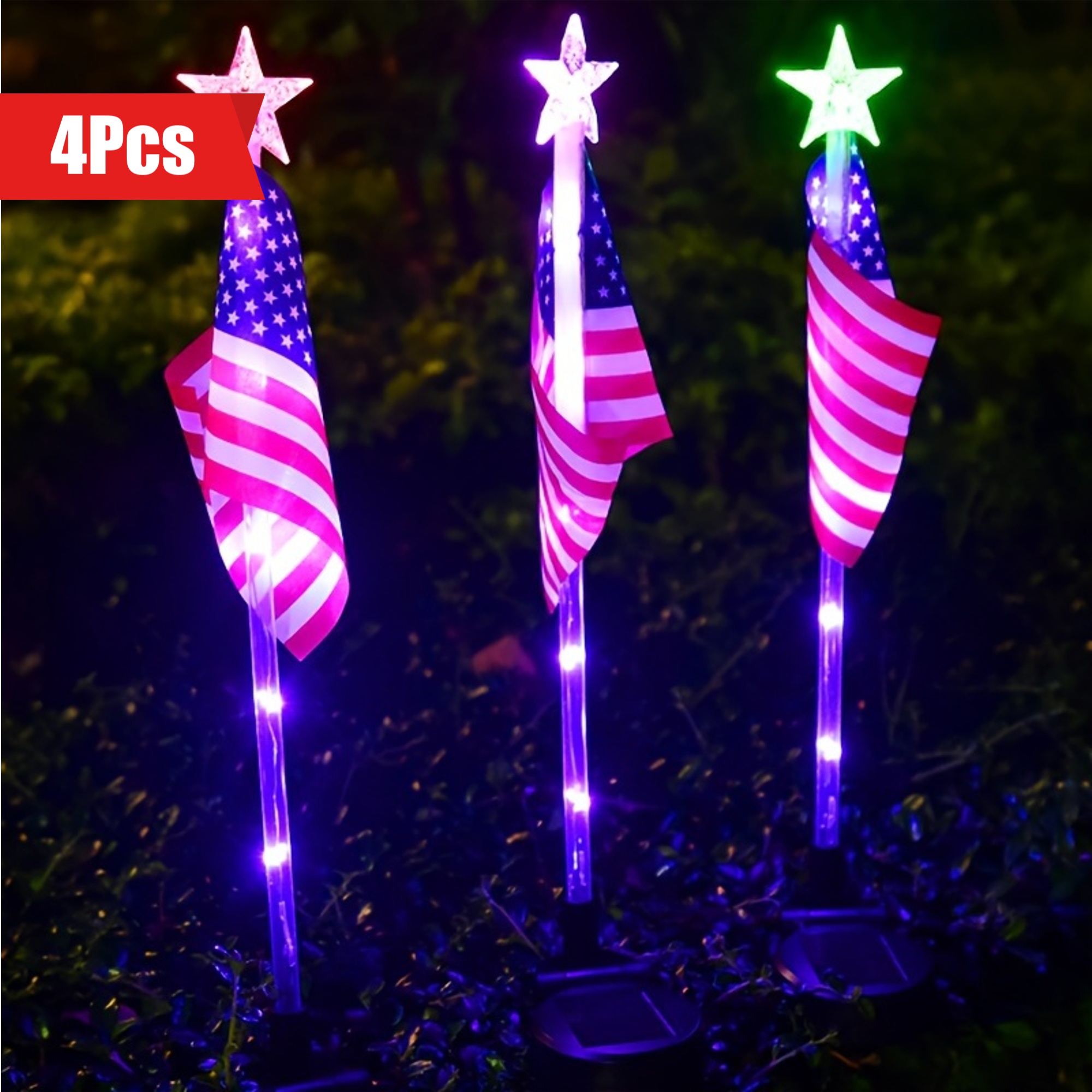 

4pcs Led Flag Lights - Weatherproof, At Dusk, Ideal For Yard, Villa & Garden Decor - Bright Landscape Lighting