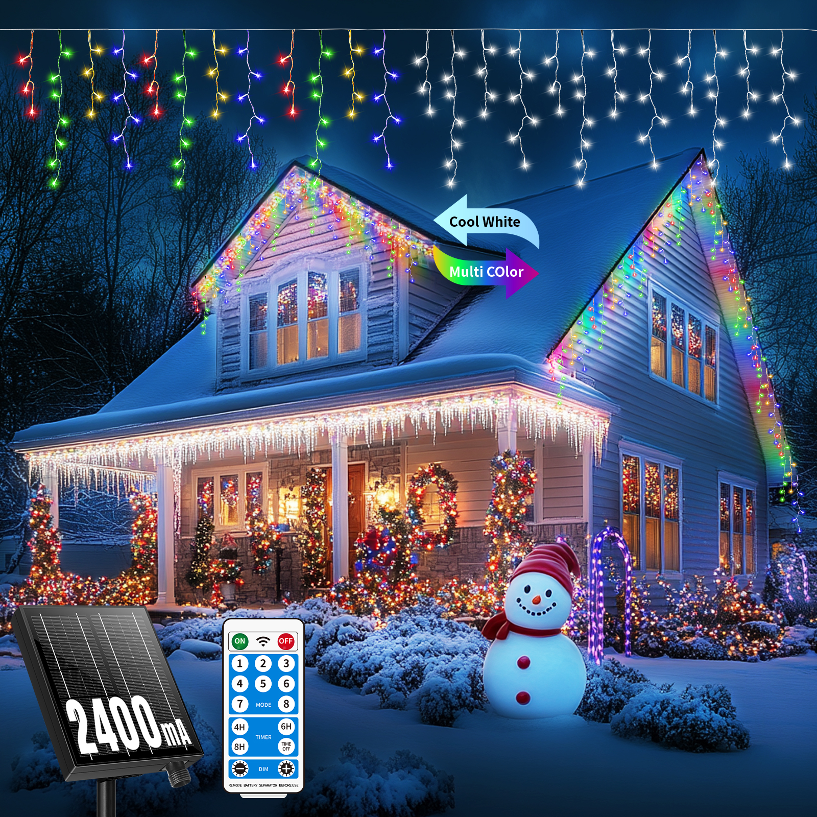 

600led 2400ma Christmas String Usb Rechargeable 8 For