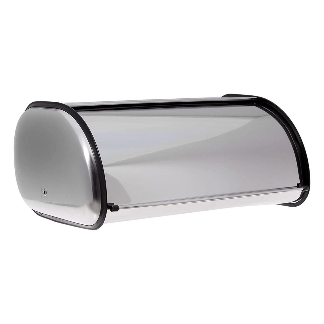 TEMU Stylish Large Capacity Stainless Steel Bread Box - 16.5"x10"x7" Bin - Sleek Brushed Stainless , Swing Down Door, Cool Dark Interior, Baked Goods Fresh - Any Kitchen