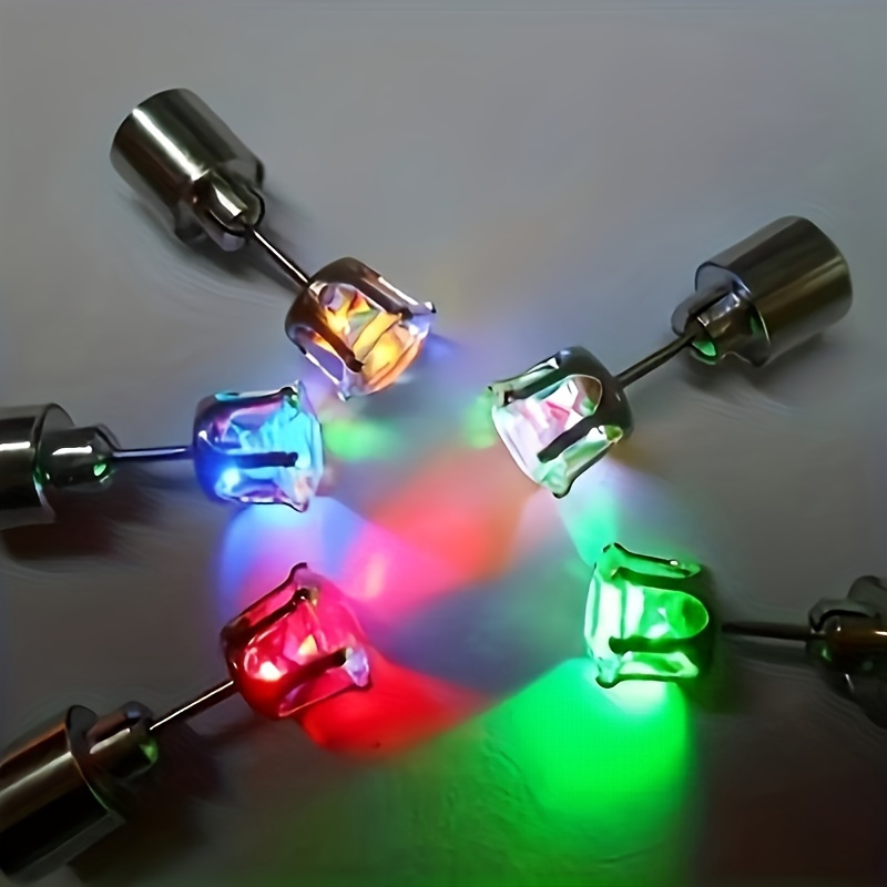 

Led Flashing Color-changing Earrings - Unisex Fashion Party Accessory With Natural, Stainless Steel Posts