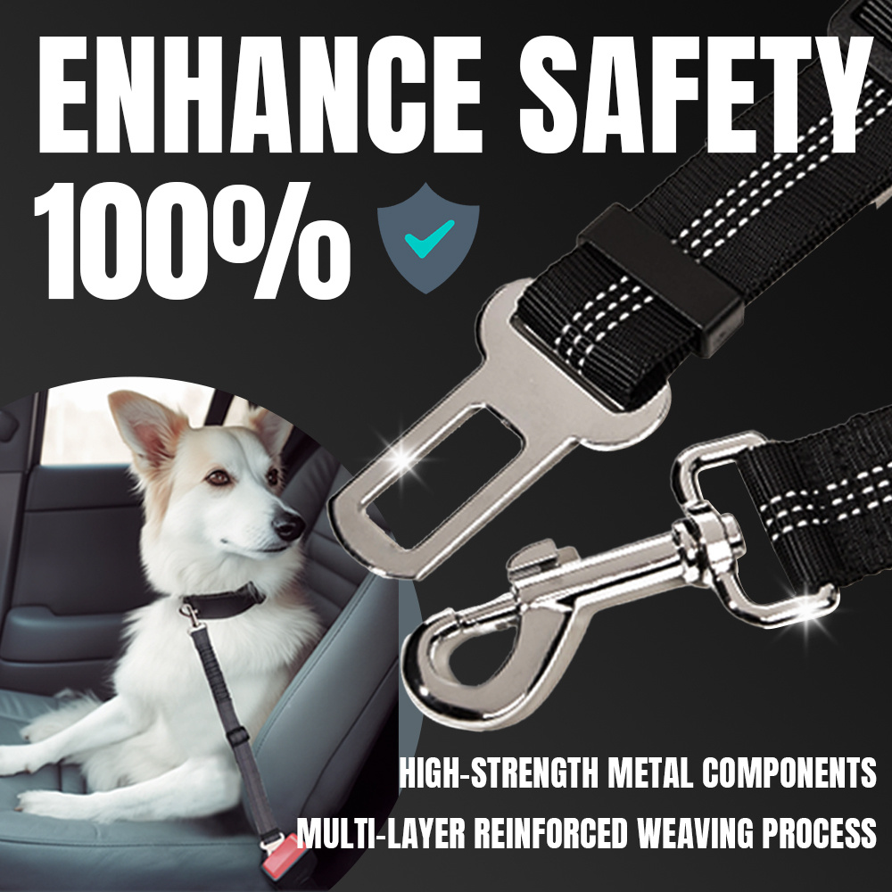 

1pc Pet Seat Belt,retractable Car Harness Seat Belt For Car Adjustable Nylon Pet Safety Seat Belts Heavy Duty & Elastic Bungee Buffer