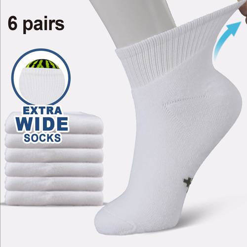 6 pairs diabetic ankle socks stretchy cuff non binding loose top breathable socks for men women