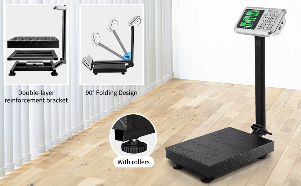 Electronic Industrial Commercial Platform Scale,Stainless Steel High-Definition LCD Display, Digital Floor Heavy Duty, Luggage Package Price Computing Postal Shipping Mailing