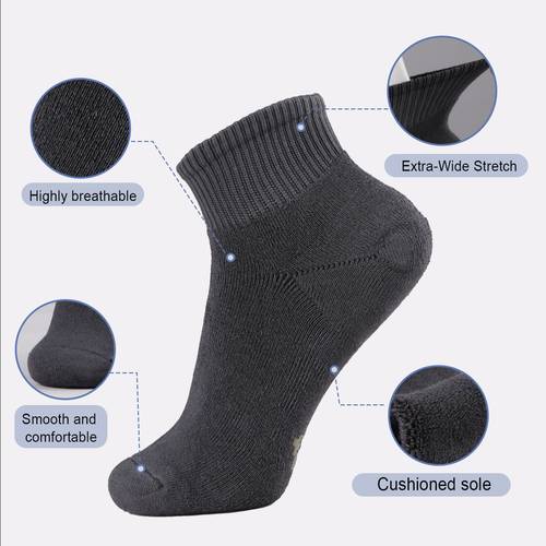 6 pairs diabetic ankle socks stretchy cuff non binding loose top breathable socks for men women