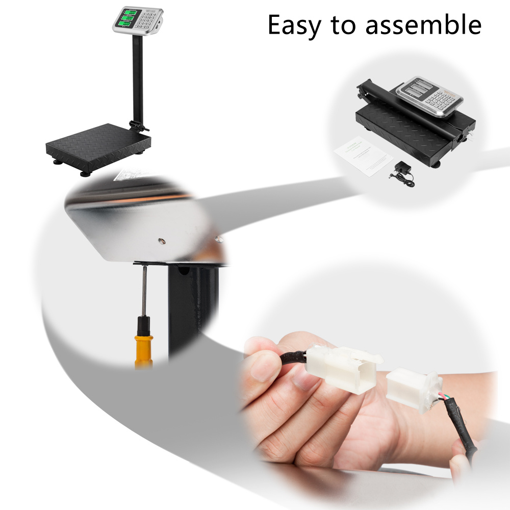 Electronic Industrial Commercial Platform Scale,Stainless Steel High-Definition LCD Display, Digital Floor Heavy Duty, Luggage Package Price Computing Postal Shipping Mailing