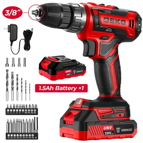 deko 20v cordless drill driver set with 1 5ah lithium 2 variable 18 1 torque settings charger lightweight led light and keylesschuck compact tools for home decoration woodworking tools diy garden furniture assembly and summer camping fathers day gifts valentines day gift