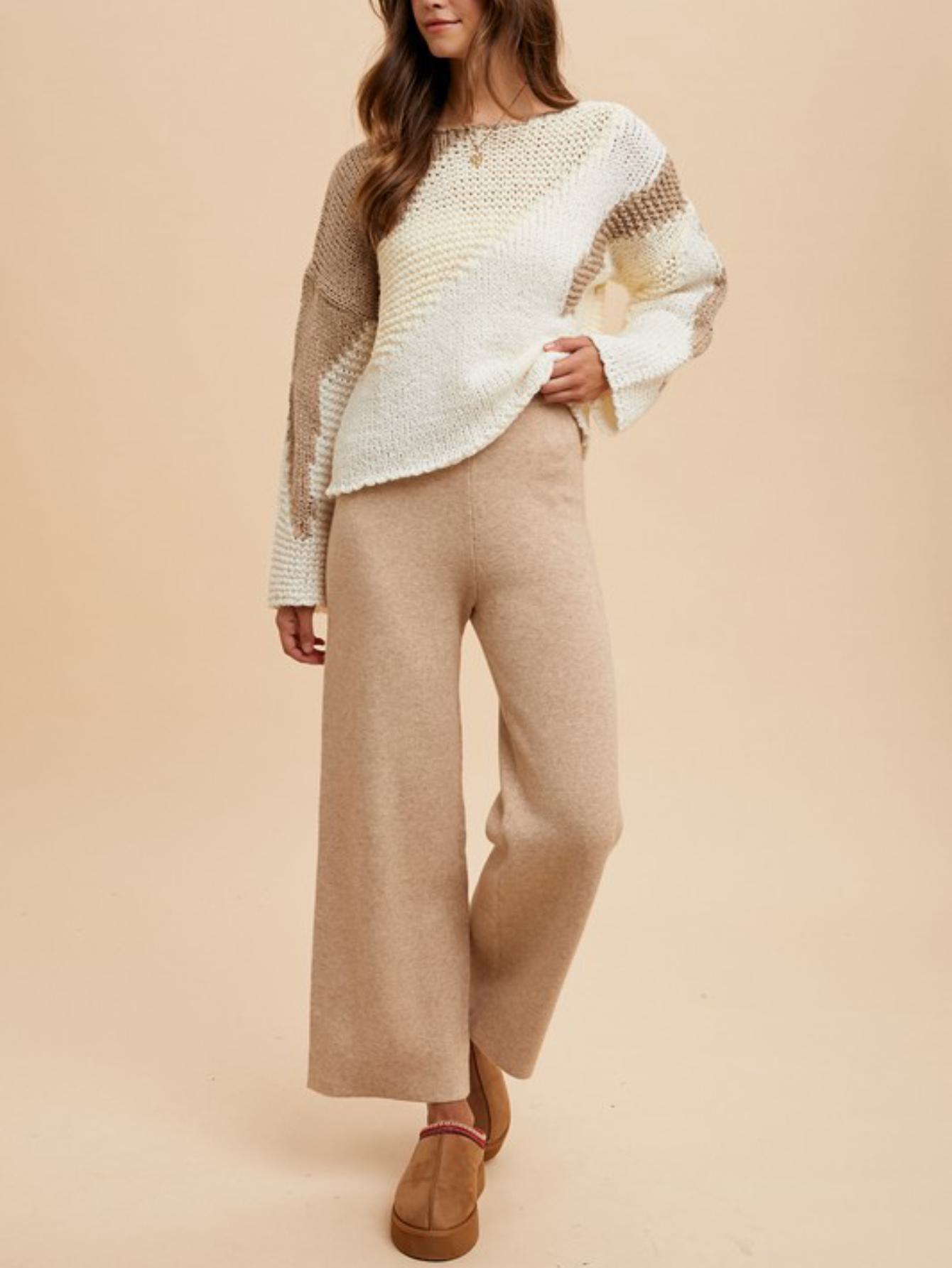 womens casual knit loungewear chic colorblock pattern Temu