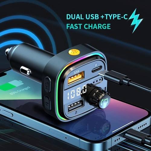 fm transmitter bluetooth transmitter car stereo bluetooth fm transmitter 2 usb ports 1 usb c charger fast charge