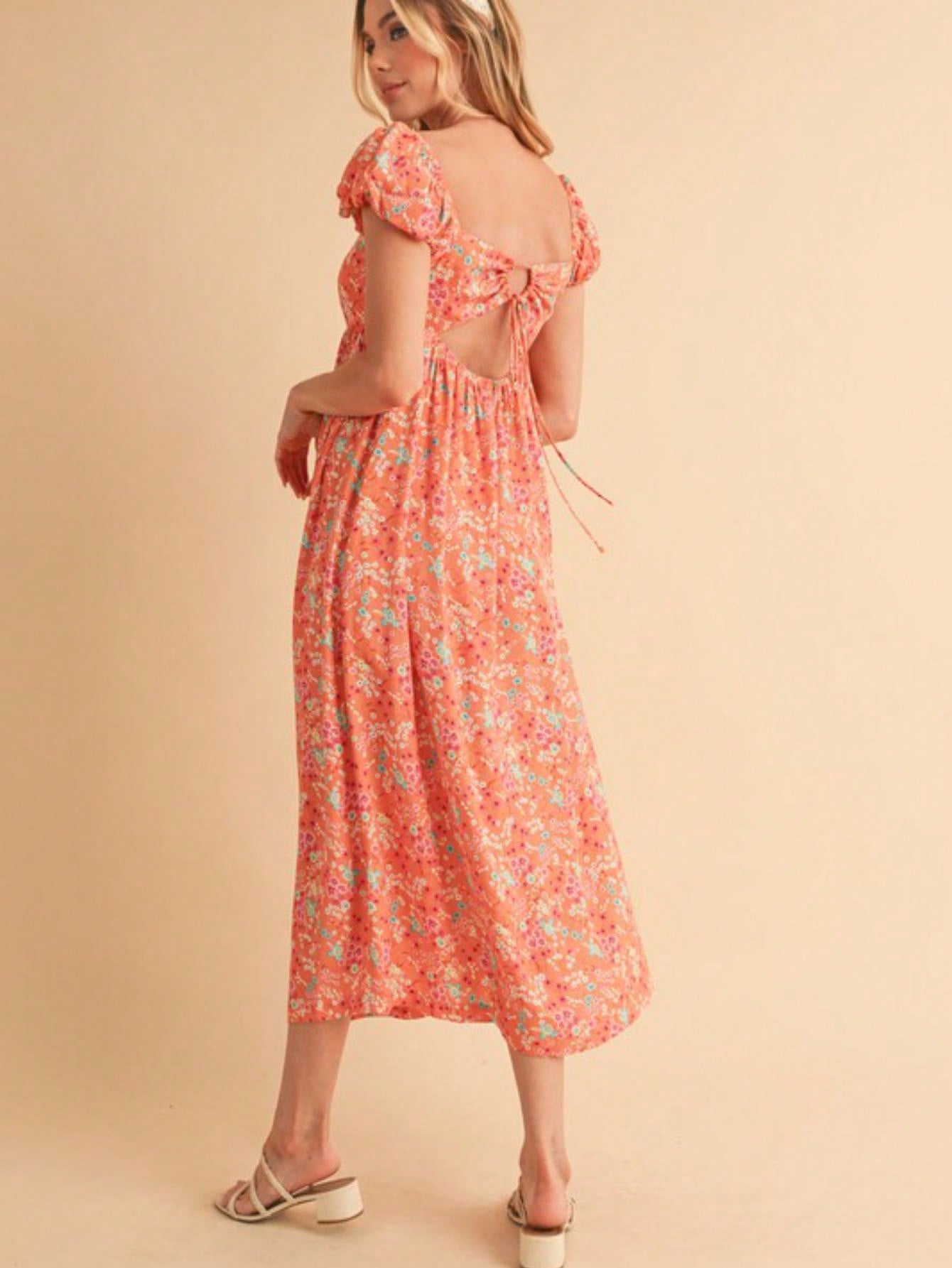 womens casual floral romantic chic puff sleeve empire waist - Temu