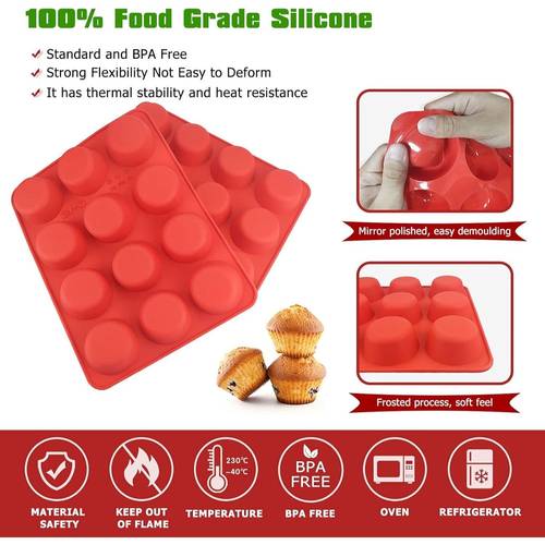 silicone muffin pans nonstick 12 cup tray 2 pack 2 5 inch silicone cupcake pan silicone baking molds for homemade muffins cupcakes and 12 cup muffin tin