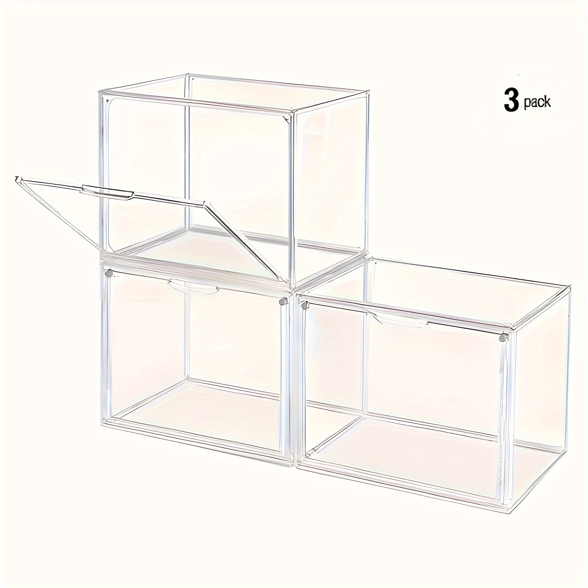 TEMU 3pcs Clear Display Case Dustproof Storage Bins Containers Organizer Bag For Figures/ Collectibles/ Car Model