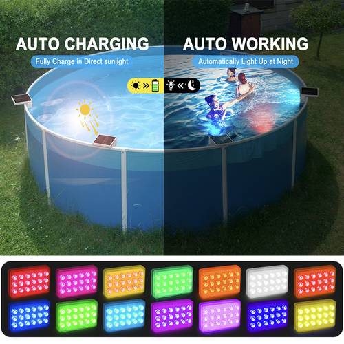 solar pool light solar led pool light ip67 waterproof 16 colors 7 brightness levels timer for swimming pool pond above ground and above ground pool