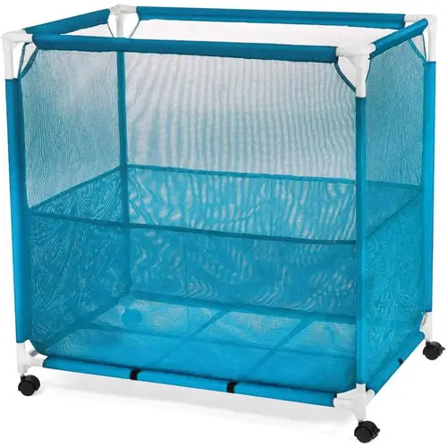 pool storage bin pool toy storage cart durable uv resistant fabric resists fading and medium size 36 x 36 x 24 bonus mesh bag included teal