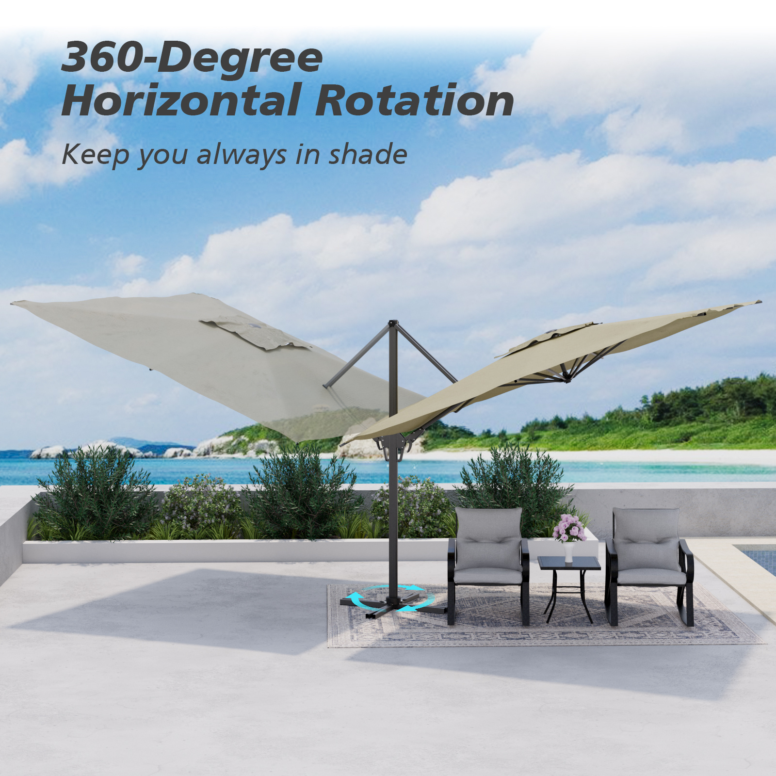 その他 Patio Umbrella Outdoor Garden Parasol Portable Cantilever Table Umbrella Sun Shade Windproof for Garden Lawn Deck Backyard Pool Amazon.com : large umbrella for patio Outside Shade patio