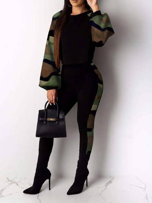 trendy jumpsuit off shoulder camouflage style