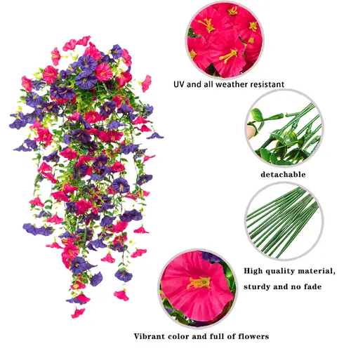 2pcs uv resistant artificial flower garland with eucalyptus leaves realistic outdoor indoor hanging vines for wedding home garden decor 29 5 inch 6 colors event decoration lifelike artificial flowers uvresistant plants artificial outdoor flowers