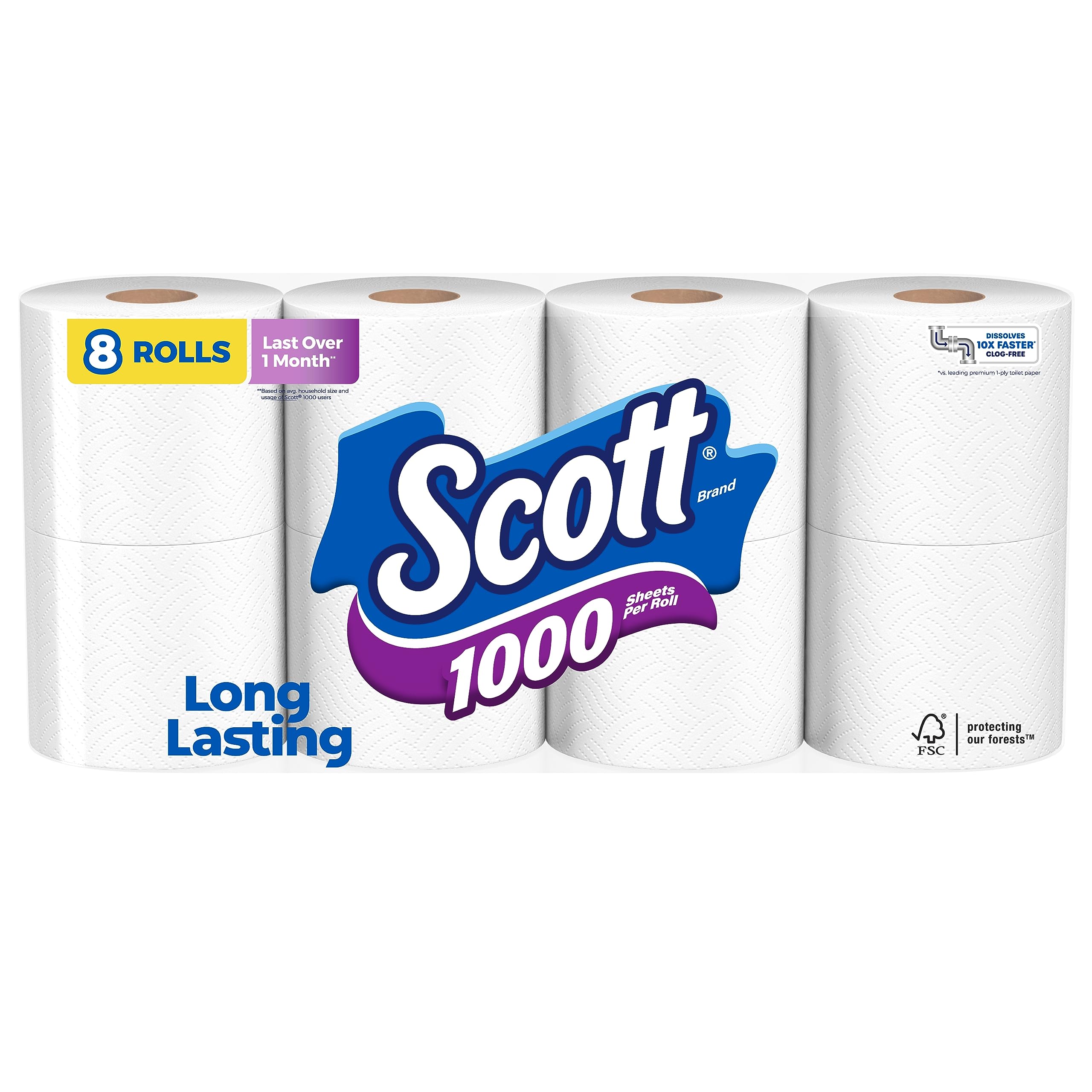 TEMU Scott 1000 Sheets Per Roll, 8 Toilet Paper Rolls