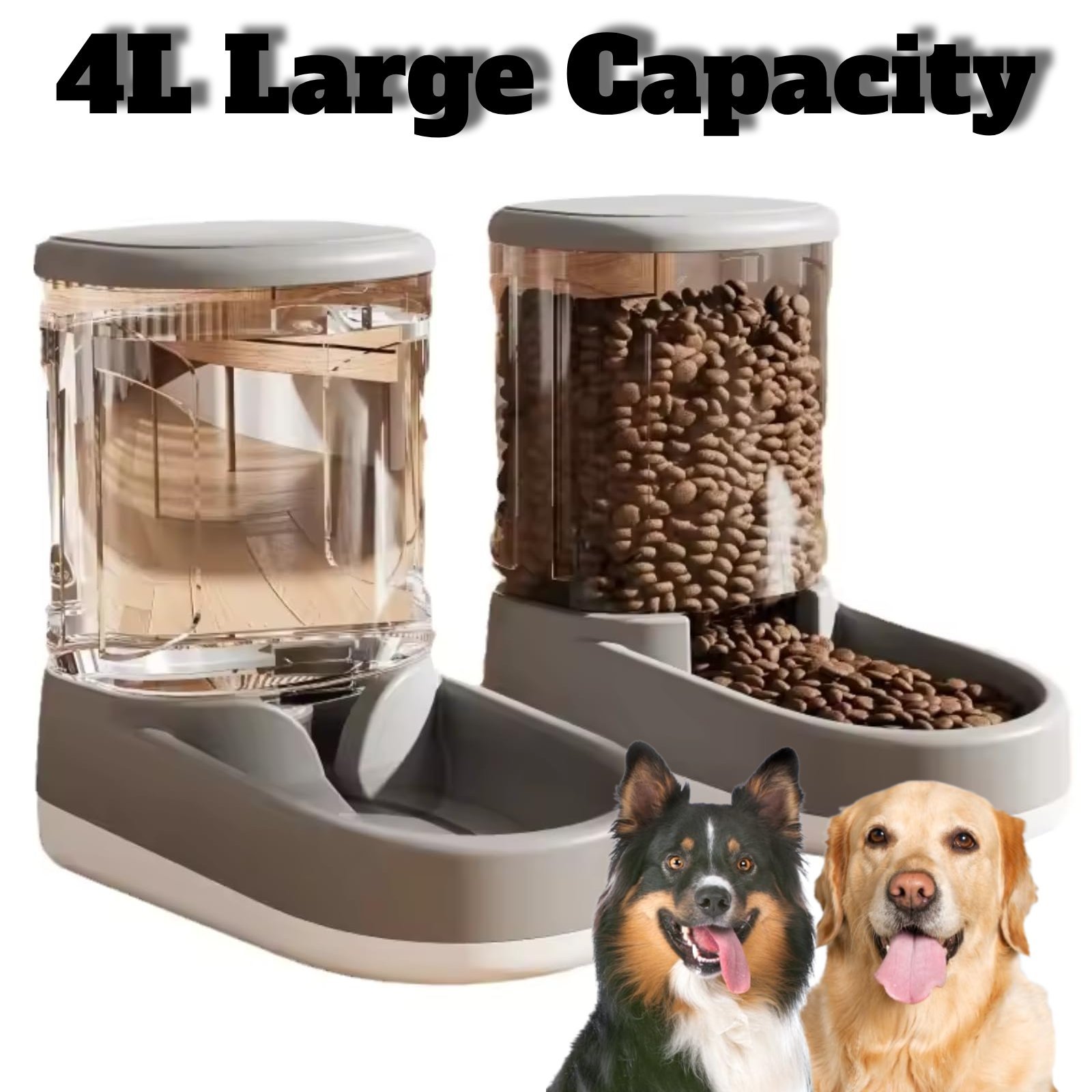 TEMU 2pcs 8-pound Large Automatic Dog Food Feeder And Water Dispenser Set, Plastic Gravity Dog Food And Water Dispenser Set For Big/medium/small Pet