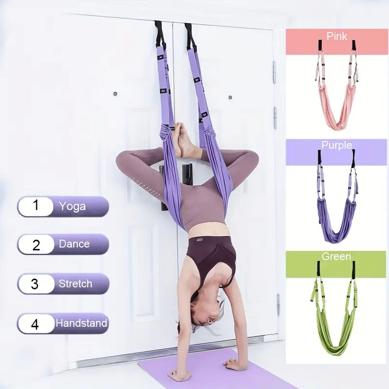 aerial yoga stretching strap door hanging no installation required enhances flexibility and strength for yoga pilates and fitness yoga swing hammock for leg press ballet dance gymnastics training Product details 0