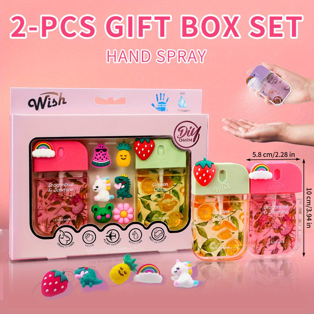 2-piece set 1.5-ounce spray Moisturizing hand cream, 8 scents - fresh fruit, sweet guava, purple orchid, black plum, vanilla, pitaya, salty coffee sugar, golden citrus and coconut milk styles, portable for travel (2-piece set)
