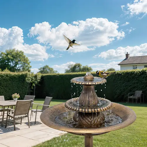 37 tiered bird bath fountain outdoor pedestal feature 5l capacity weather resistant garden decor for patio deck backyard