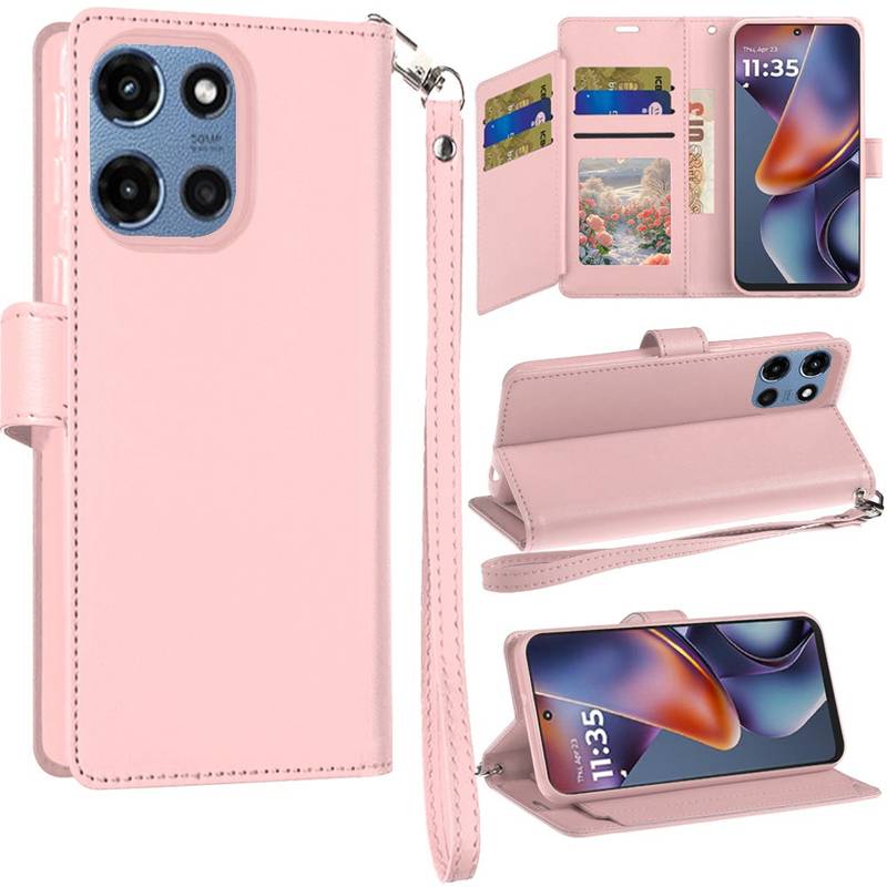 Custodia Portafoglio In Similpelle Con Chiusura Magnetica E Funzione Stand Per Motorola Moto E7 Plus, Nero
