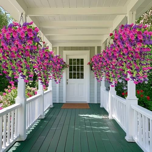 hanging flowers outdoor planting uv resistant hanging flowers balcony garden balcony decoration flowers