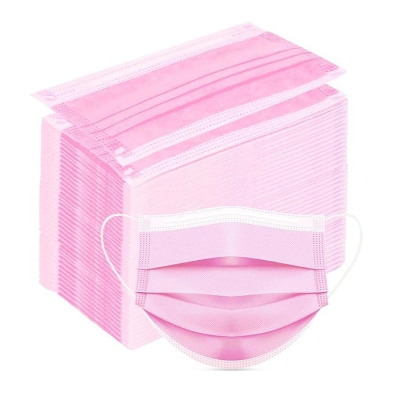 TEMU 100pcs Pink Disposable Face 3-ply Filter Breathable Earloop Masks
