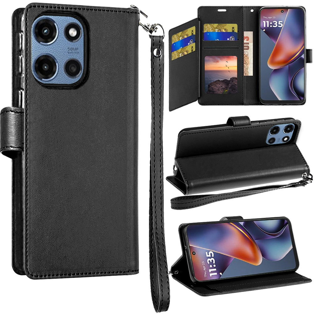 For Motorola Moto G 5G 2025 Phone Case, PU Leather Wallet Stand ID Card  Holder Cover