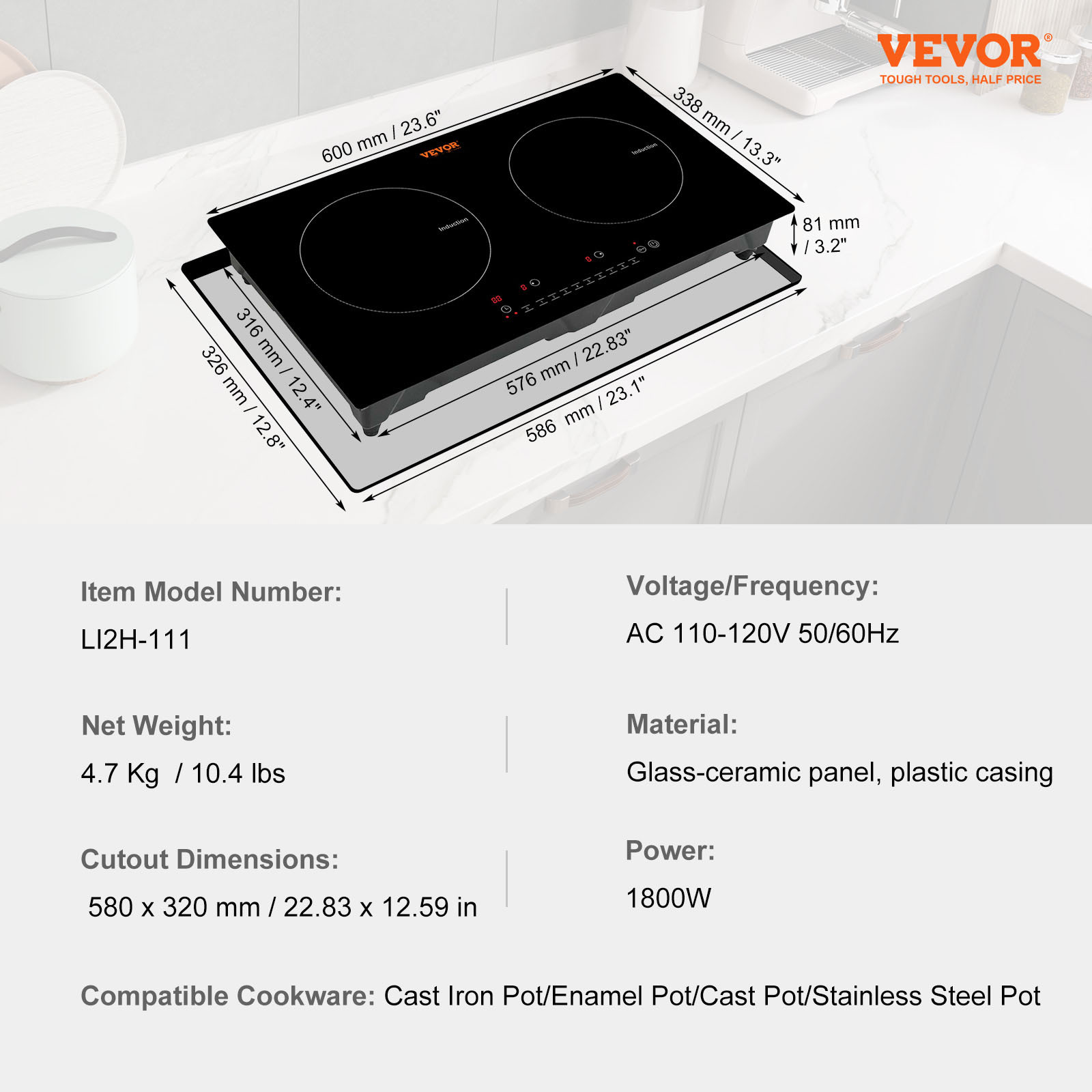   built in induction electric stove   inch 2 horizontal burners electric cooktop   levels   control easy to   glass surface child safety lock 110v