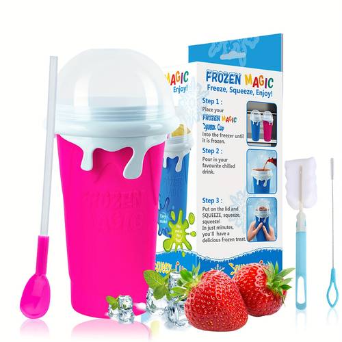 slushie cup 1 pack magic slushy maker cup s with lids and straws protable smoothie mug ice cream maker for juices and drinks 350ml yellow