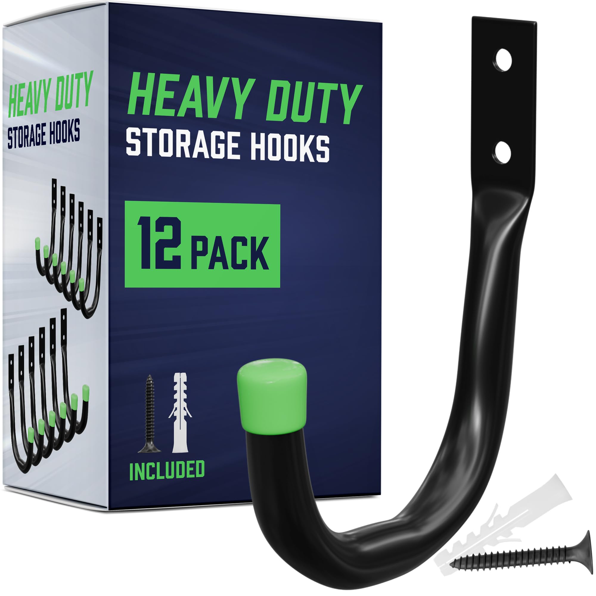Temu – TEMU Heavy-duty Garage Hooks With Mop & Broom Holder – , Wall Mount Storage For Tools, Ladders, Bikes – Stylish Orange Metal Organizer
