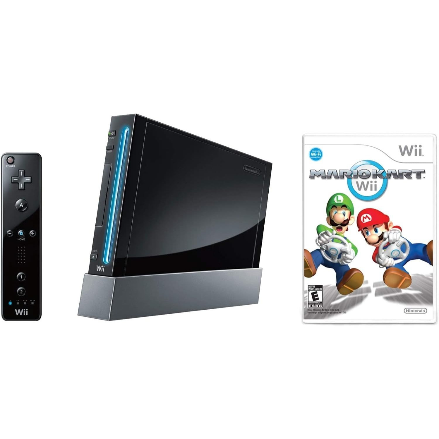 Wii Console with Mario Kart Wii Bundle - Black (Renewed)