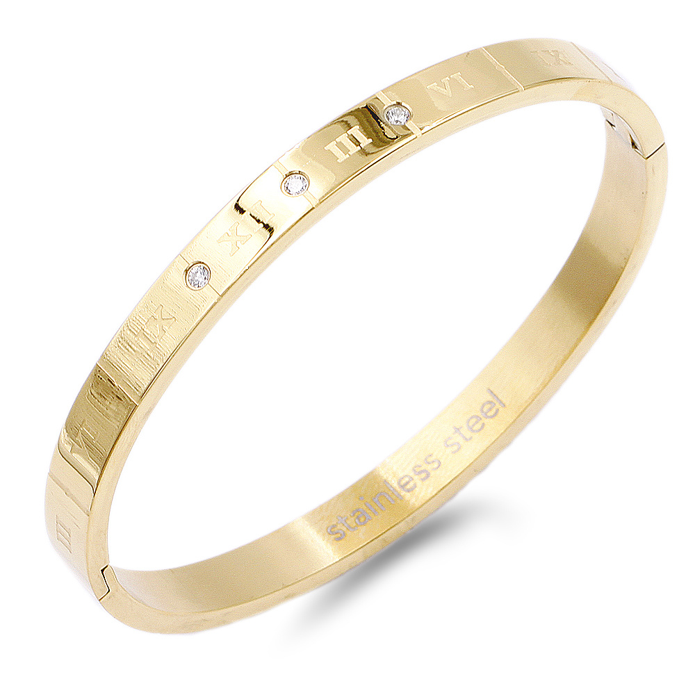 TEMU Stainless Steel Bangle With Cubic Zirconia