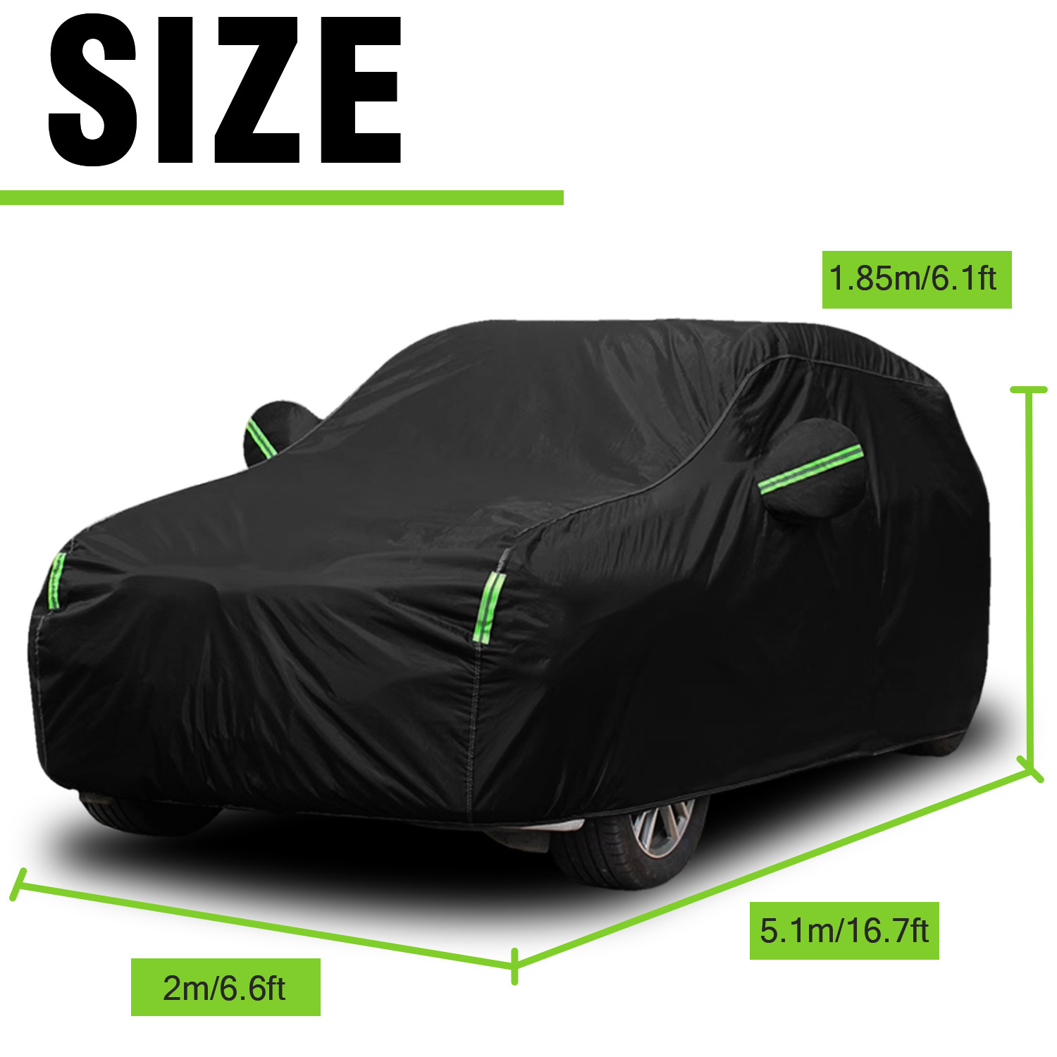 TEMU Car Cover For Yxl Suv - Heavy Duty Material With Reflective Strips And Sun Protection