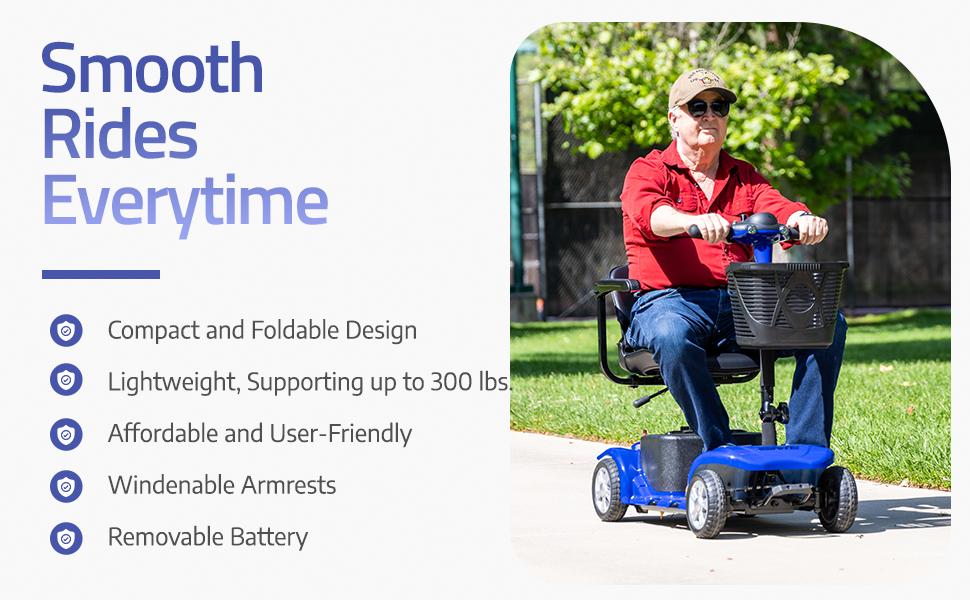 folding 4 wheel electric scooter 180w motor   range 8 solid tires 300 lbs weight capacity removable basket front   gift Product details 1