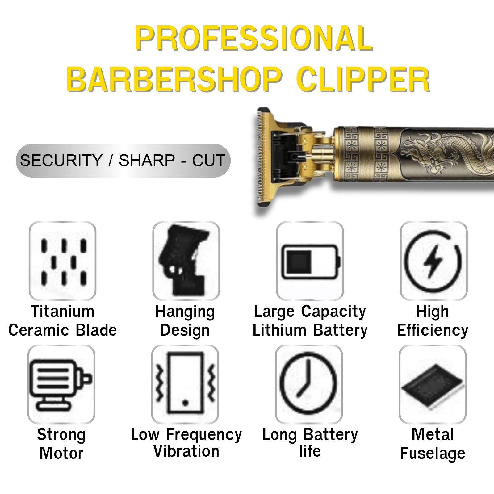 TEMU 1pc Professional Electric Engraved Hair Clipper - High-quality Multi- Tool For Men's Hair Cutting, Beard Shaping, And - Holiday Gift, Barber Shop, Or Personal Use