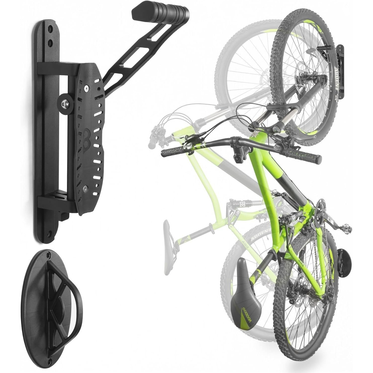 TEMU Bike Swivel Wall Hanger With Rear &ndash; Adjustable & Foldable For Vertical Bike Storage &ndash; Secure Indoor Mount For Mtb & Road Bicycles In Garage Or Home