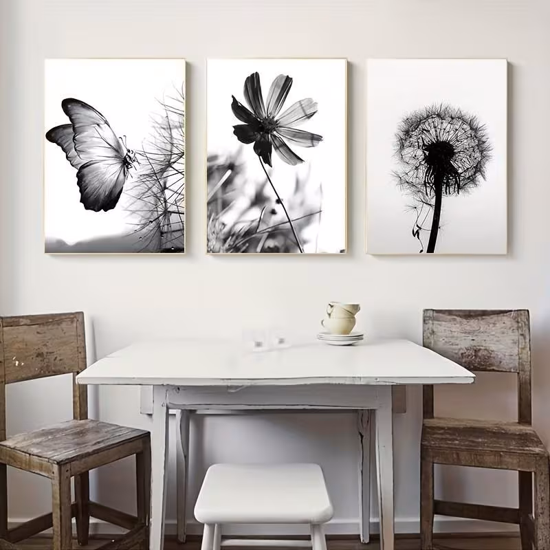 3Pcs Flower Dandelion Modern Abstract Wall Decor