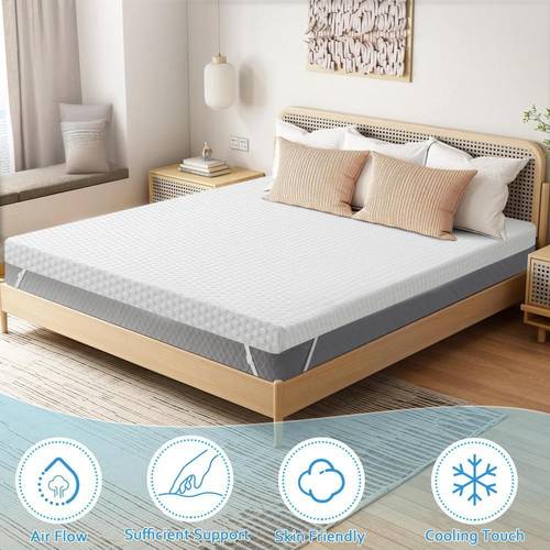 3 inch luxury memory foam mattress topper queen size cooling ventilated mattress pad for pressure soft plush bed topper with protection cover king
