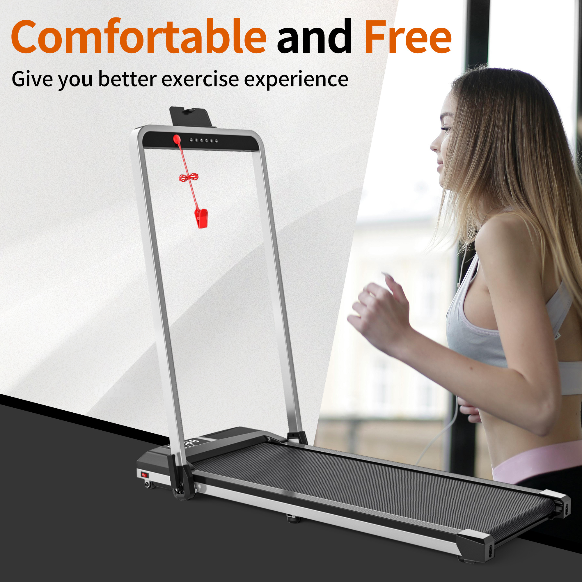 Treadmills, Treadmill Under Desk Walking Pad,2 in 1 Folding Treadmill for Home/Office with Remote Control and APP，Large Screen