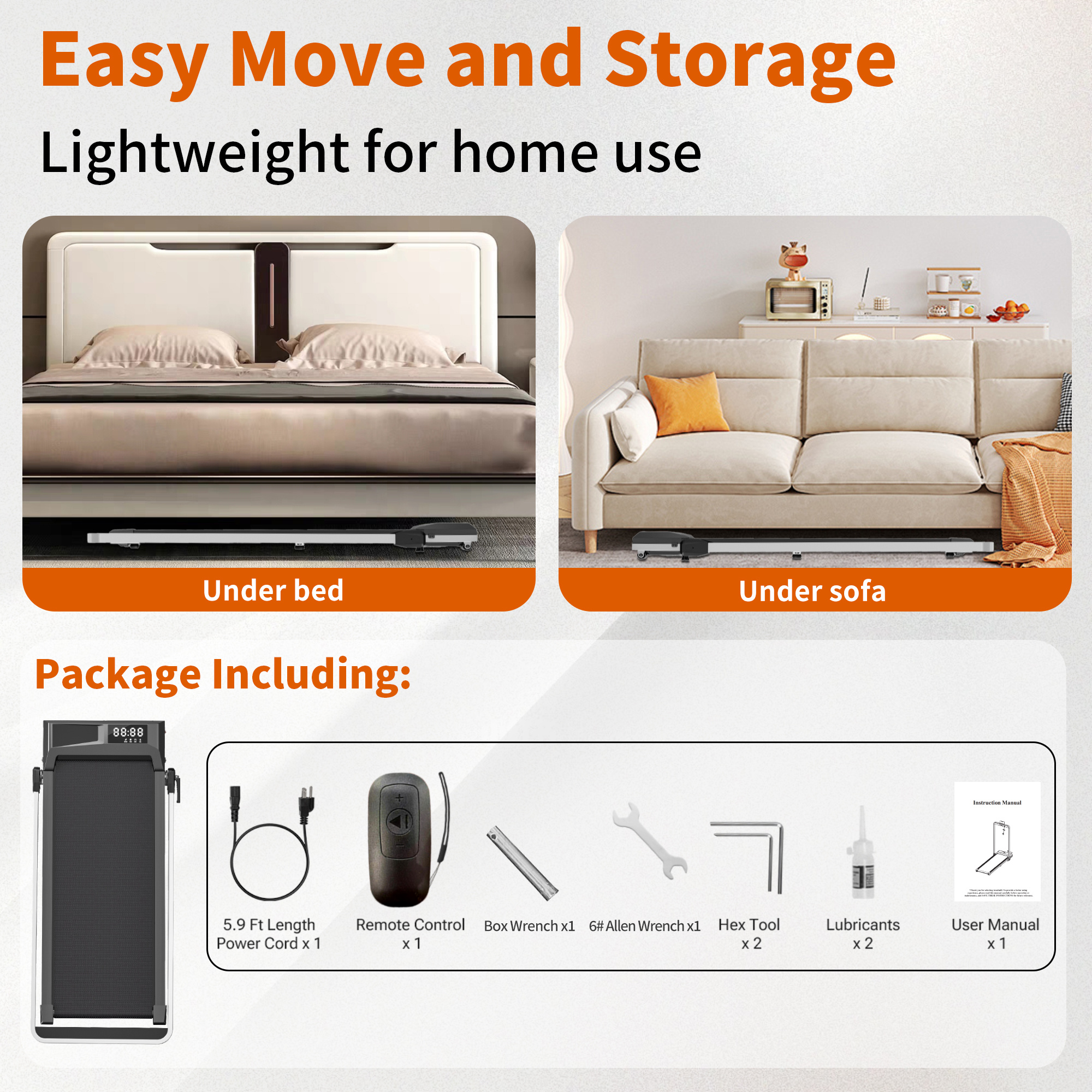 Treadmills, Treadmill Under Desk Walking Pad,2 in 1 Folding Treadmill for Home/Office with Remote Control and APP，Large Screen